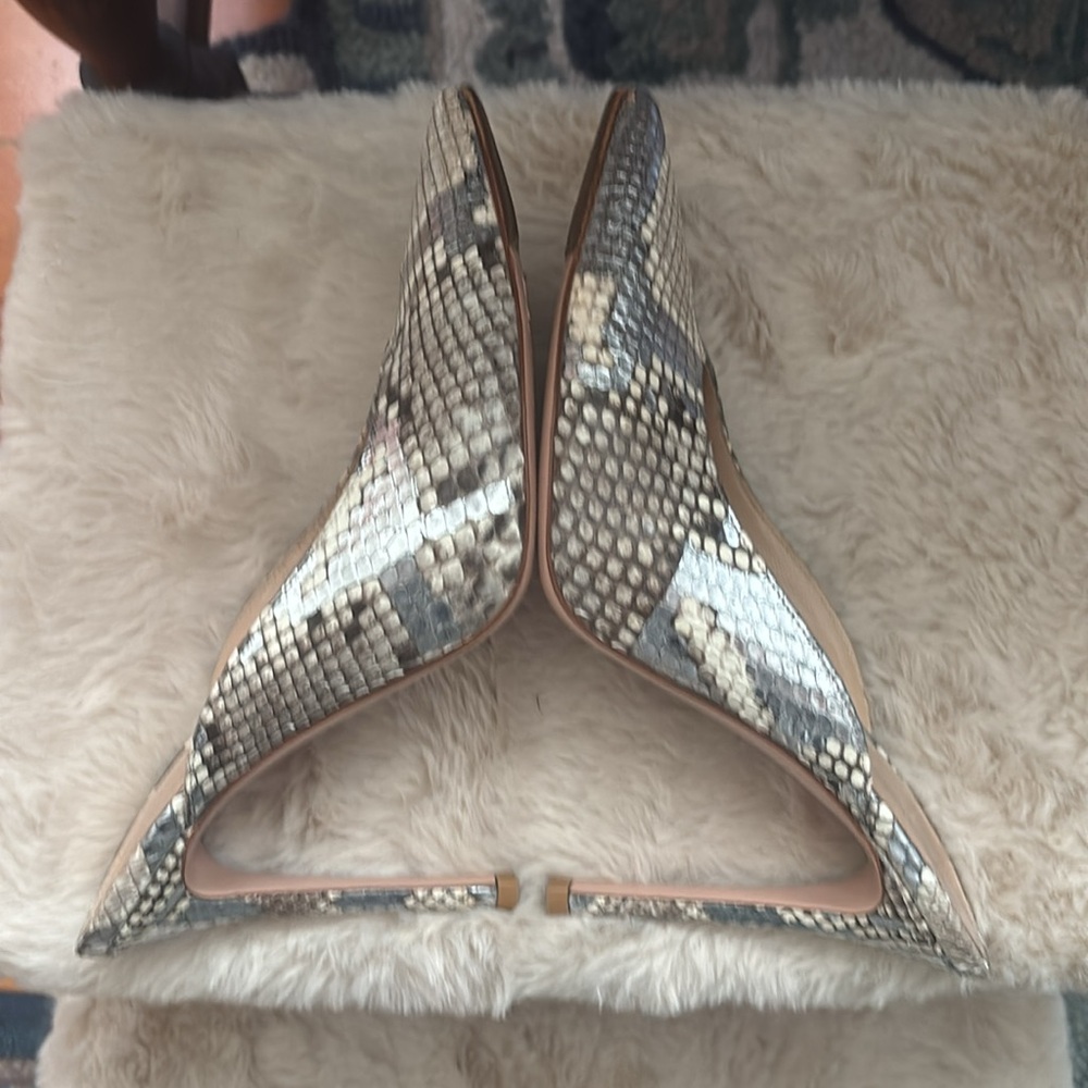 Python-Print Pointed Toe High Heel Mule - Silver/Brown - Picture 13 of 15